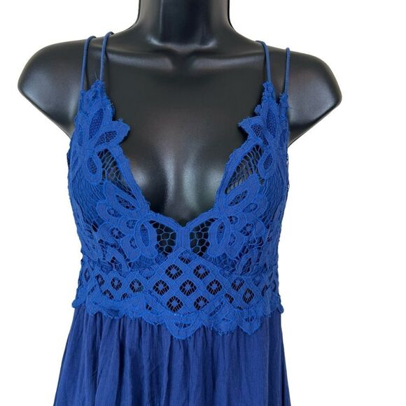 Free People lace Blue Adella Slip Dress - Picture 3 of 14